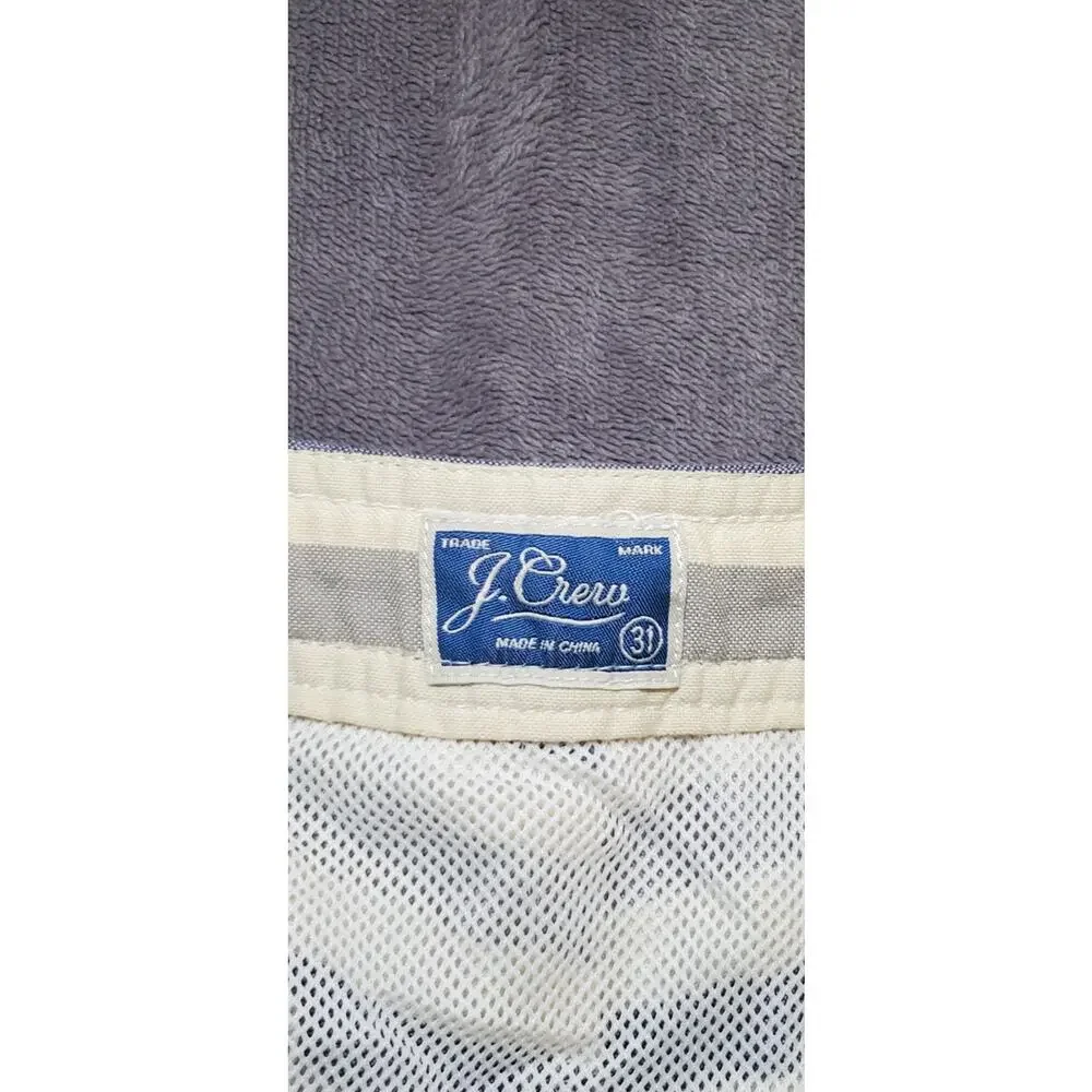 J.Crew Board Shorts Mens Sz 31 Blue Beige Striped Original Longboard Beach C6